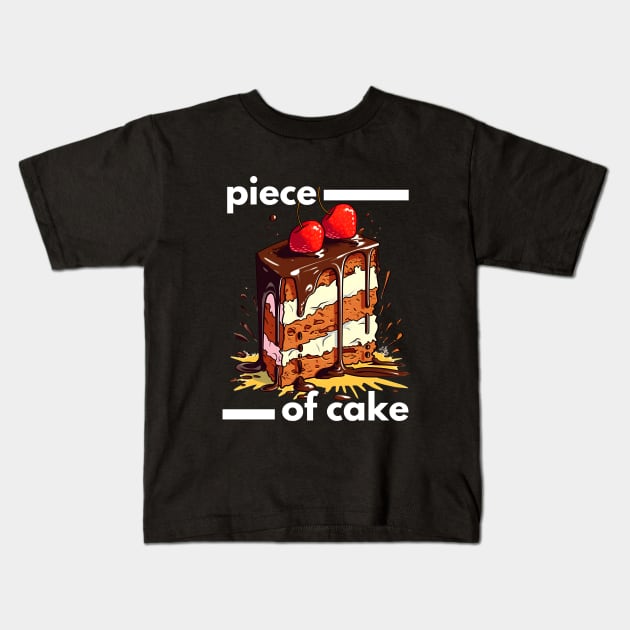 "Sweet Temptation: The Irresistible Piece of Cake" Kids T-Shirt by Toonstruction